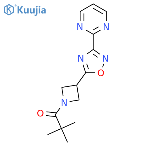 2,2-dimethyl-1-{3-3-(pyrimidin-2-yl)-1,2,4-oxadiazol-5-ylazetidin-1-yl}propan-1-one structure