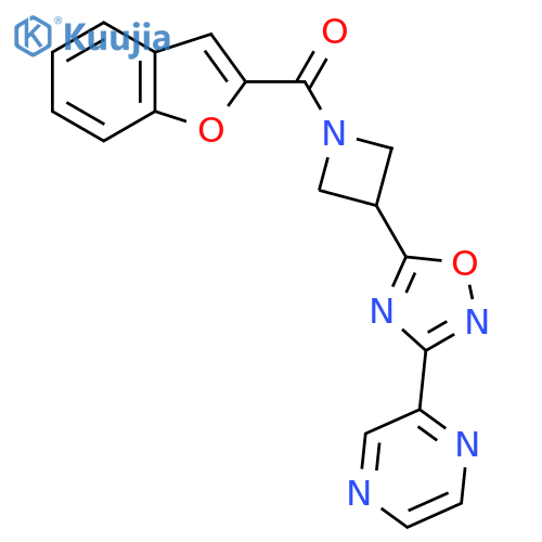 2-{5-1-(1-benzofuran-2-carbonyl)azetidin-3-yl-1,2,4-oxadiazol-3-yl}pyrazine structure