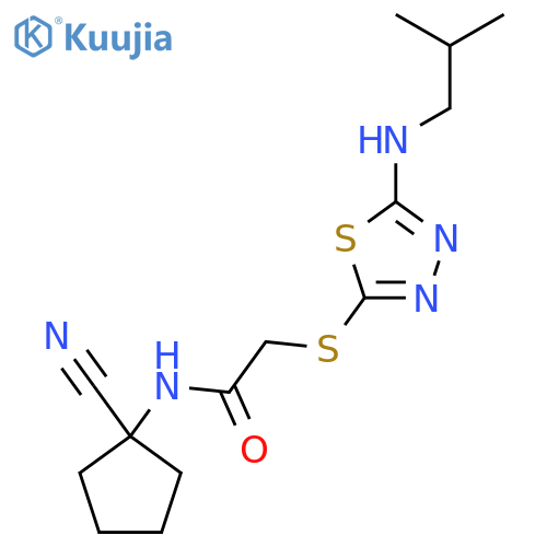 N-(1-cyanocyclopentyl)-2-({5-[(2-methylpropyl)amino]-1,3,4-thiadiazol-2-yl}sulfanyl)acetamide structure
