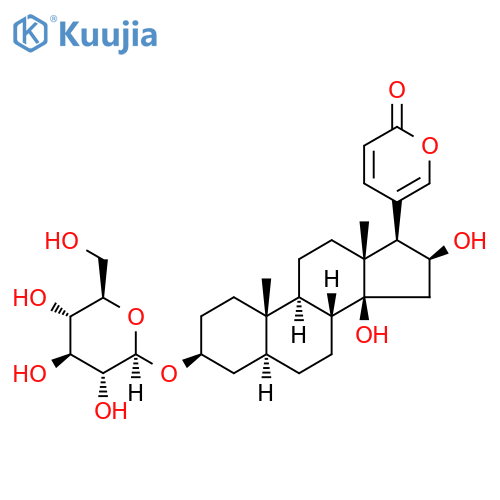 14β,16β-Dihydroxy-3β-(β-D-glucopyranosyloxy)-5α-bufa-20,22-dienolide structure