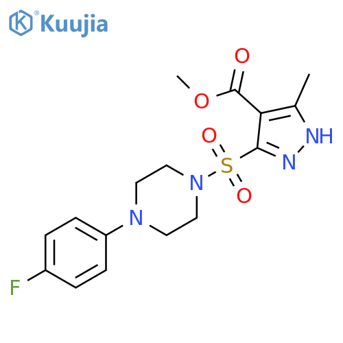 methyl 5-{[4-(4-fluorophenyl)piperazin-1-yl]sulfonyl}-3-methyl-1H-pyrazole-4-carboxylate structure