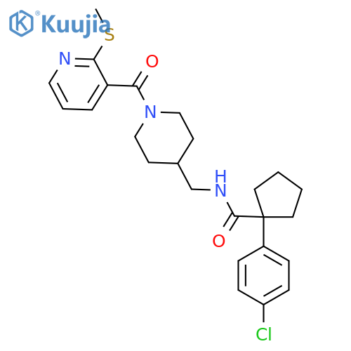 1-(4-chlorophenyl)-N-({1-2-(methylsulfanyl)pyridine-3-carbonylpiperidin-4-yl}methyl)cyclopentane-1-carboxamide structure