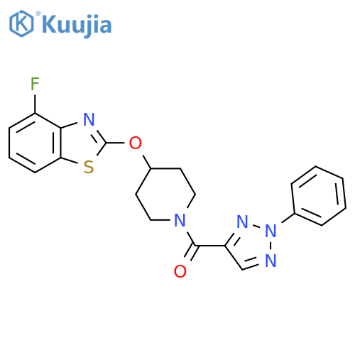 4-fluoro-2-{1-(2-phenyl-2H-1,2,3-triazole-4-carbonyl)piperidin-4-yloxy}-1,3-benzothiazole structure