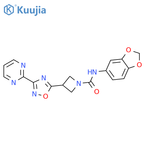 N-(2H-1,3-benzodioxol-5-yl)-3-3-(pyrimidin-2-yl)-1,2,4-oxadiazol-5-ylazetidine-1-carboxamide structure
