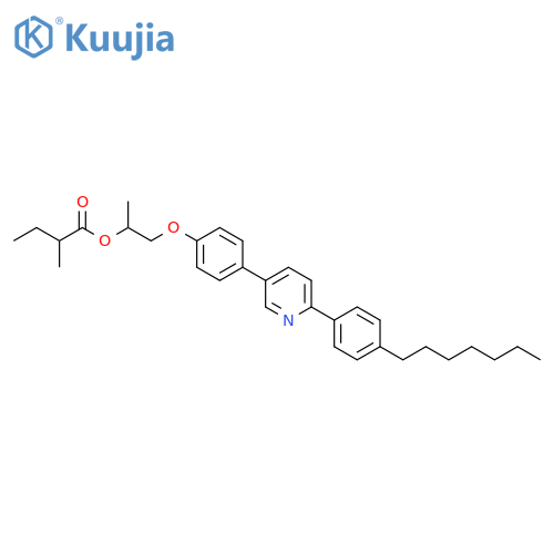 Butanoic acid, 2-methyl-,2-[4-[6-(4-heptylphenyl)-3-pyridinyl]phenoxy]-1-methylethyl ester structure