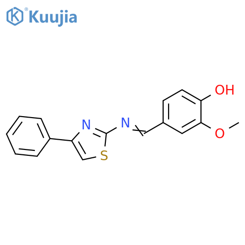 Phenol, 2-methoxy-4-[[(4-phenyl-2-thiazolyl)imino]methyl]- structure
