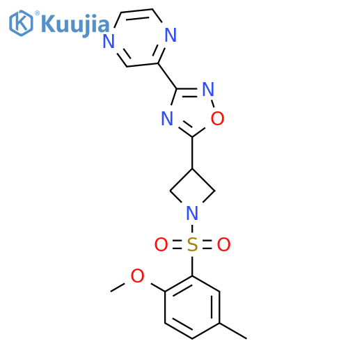 2-{5-1-(2-methoxy-5-methylbenzenesulfonyl)azetidin-3-yl-1,2,4-oxadiazol-3-yl}pyrazine structure