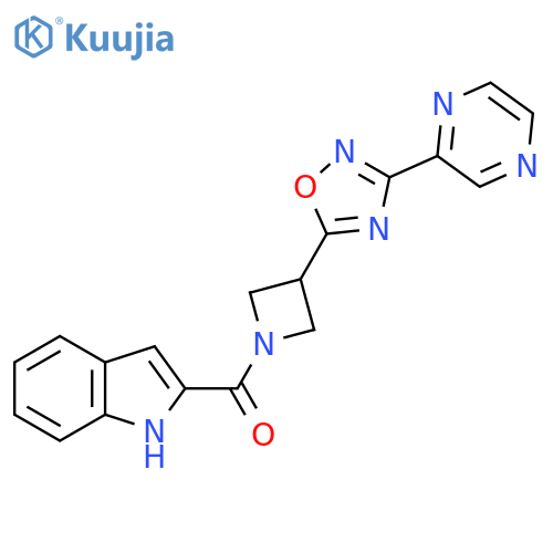 2-{3-3-(pyrazin-2-yl)-1,2,4-oxadiazol-5-ylazetidine-1-carbonyl}-1H-indole structure