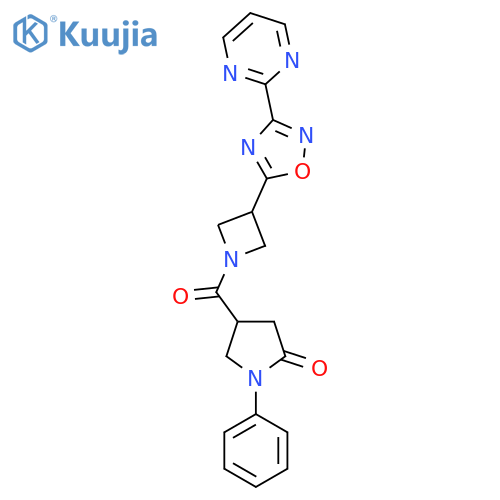1-phenyl-4-{3-3-(pyrimidin-2-yl)-1,2,4-oxadiazol-5-ylazetidine-1-carbonyl}pyrrolidin-2-one structure