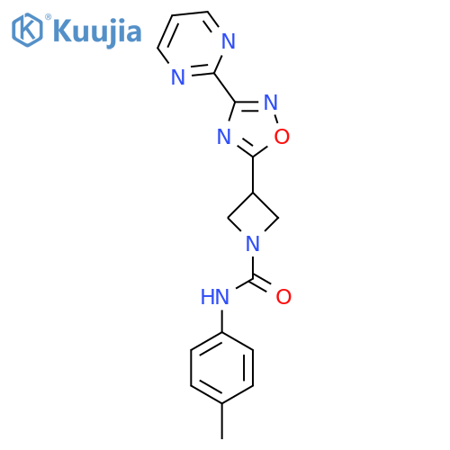 N-(4-methylphenyl)-3-3-(pyrimidin-2-yl)-1,2,4-oxadiazol-5-ylazetidine-1-carboxamide structure