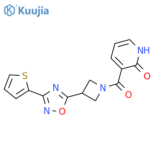 3-{3-3-(thiophen-2-yl)-1,2,4-oxadiazol-5-ylazetidine-1-carbonyl}-1,2-dihydropyridin-2-one structure
