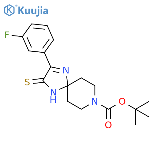 tert-Butyl 2-(3-fluorophenyl)-3-sulfanylidene-1,4,8-triazaspiro4.5dec-1-ene-8-carboxylate structure