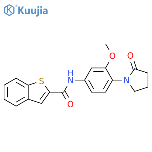 N-[3-methoxy-4-(2-oxopyrrolidin-1-yl)phenyl]-1-benzothiophene-2-carboxamide structure