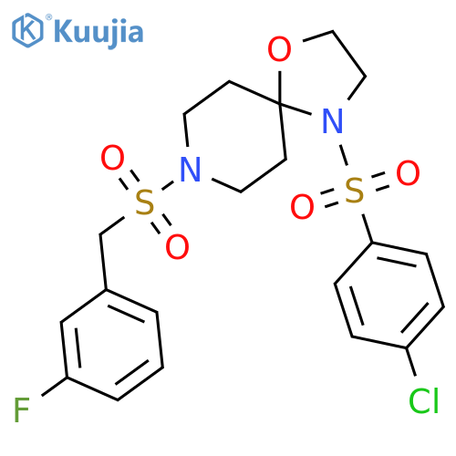 4-(4-chlorobenzenesulfonyl)-8-(3-fluorophenyl)methanesulfonyl-1-oxa-4,8-diazaspiro4.5decane structure