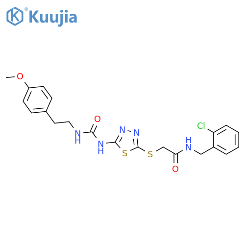 N-[(2-chlorophenyl)methyl]-2-{[5-({[2-(4-methoxyphenyl)ethyl]carbamoyl}amino)-1,3,4-thiadiazol-2-yl]sulfanyl}acetamide structure