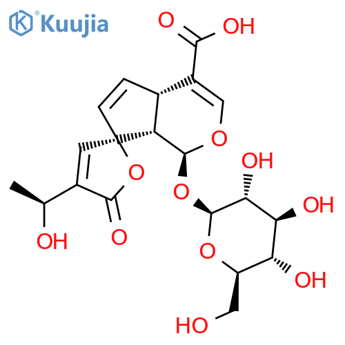 Spiro[cyclopenta[c]pyran-7(1H),2'(5'H)-furan]-4-carboxylic acid, 1-(b-D-glucopyranosyloxy)-4a,7a-dihydro-4'-(1-hydroxyethyl)-5'-oxo-, [1S-[1a,4aa,7a(R*),7aa]]- structure