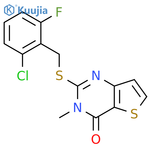 2-{[(2-chloro-6-fluorophenyl)methyl]sulfanyl}-3-methyl-3H,4H-thieno[3,2-d]pyrimidin-4-one structure