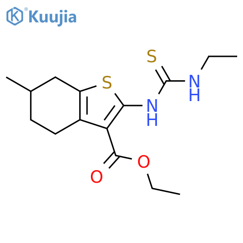 ethyl 2-[(ethylcarbamothioyl)amino]-6-methyl-4,5,6,7-tetrahydro-1-benzothiophene-3-carboxylate structure