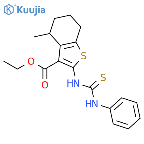 ethyl 4-methyl-2-[(phenylcarbamothioyl)amino]-4,5,6,7-tetrahydro-1-benzothiophene-3-carboxylate structure