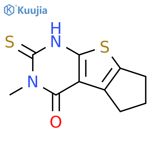 2-Mercapto-3-methyl-3,5,6,7-tetrahydro-4H-cyclopenta4,5thieno2,3-dpyrimidin-4-one structure