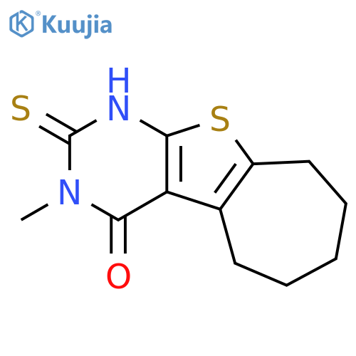 3-methyl-2-thioxo-1,2,3,5,6,7,8,9-octahydro-4H-cyclohepta[4,5]thieno[2,3-d]pyrimidin-4-one structure