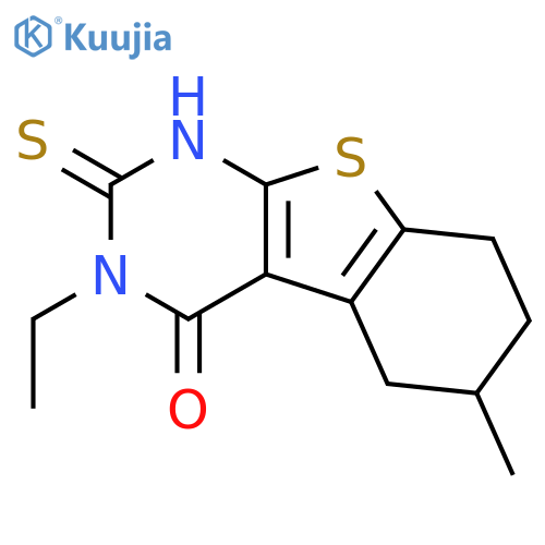 3-ethyl-6-methyl-2-thioxo-2,3,5,6,7,8-hexahydro[1]benzothieno[2,3-d]pyrimidin-4(1H)-one structure