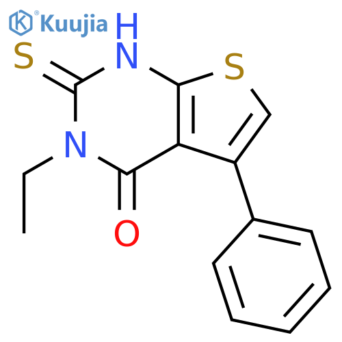 3-ethyl-5-phenyl-2-sulfanyl-3H,4H-thieno[2,3-d]pyrimidin-4-one structure