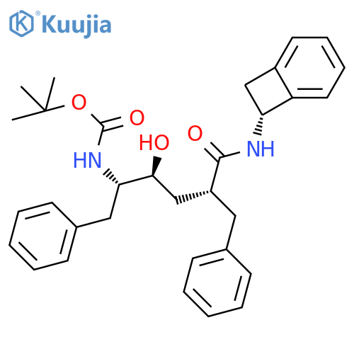 Carbamic acid, [5-(bicyclo[4.2.0]octa-1,3,5-trien-7-ylamino)-2-hydroxy-5-oxo-1,4-bis(phenylmethyl)pentyl]-, 1,1-dimethylethyl ester, [7R-[7R*(1S*,2S*,4R*)]]- (9CI) structure