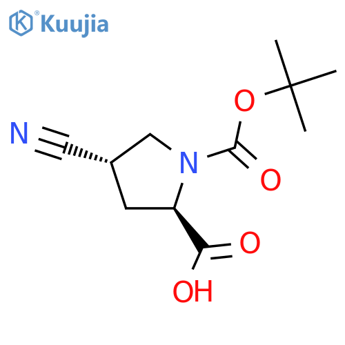 (2R,4S)-1-(tert-butoxycarbonyl)-4-cyanopyrrolidine-2-carboxylic acid structure