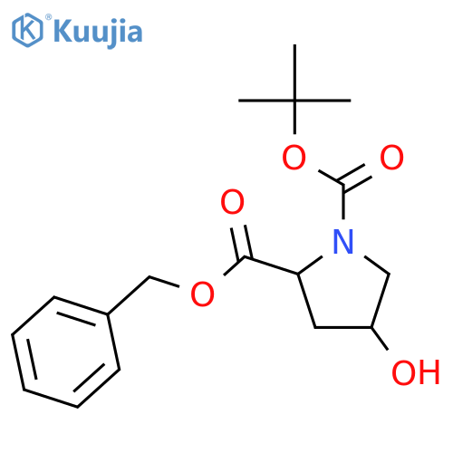 1,2-Pyrrolidinedicarboxylic acid, 4-hydroxy-, 1-(1,1-dimethylethyl)2-(phenylmethyl) ester, (2S,4S)- structure