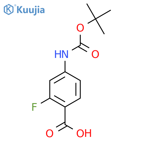 4-{(tert-butoxy)carbonylamino}-2-fluorobenzoic acid structure