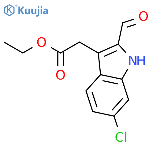 1H-Indole-3-acetic acid, 6-chloro-2-formyl-, ethyl ester structure