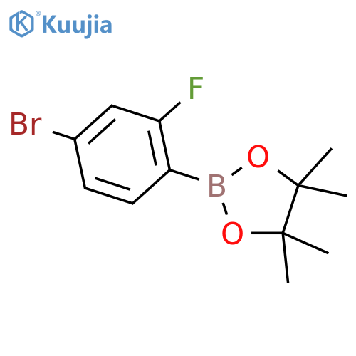 2-(4-bromo-2-fluorophenyl)-4,4,5,5-tetramethyl-1,3,2-dioxaborolane structure