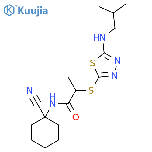 N-(1-cyanocyclohexyl)-2-({5-[(2-methylpropyl)amino]-1,3,4-thiadiazol-2-yl}sulfanyl)propanamide structure