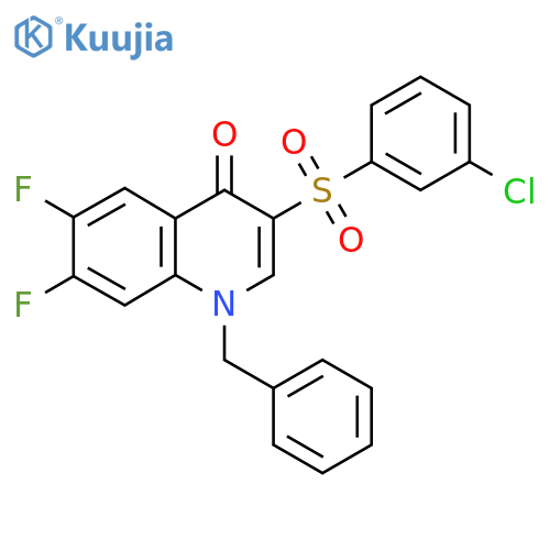 1-benzyl-3-[(3-chlorophenyl)sulfonyl]-6,7-difluoroquinolin-4(1H)-one structure