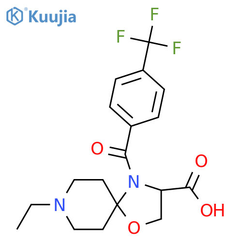 8-Ethyl-4-[4-(trifluoromethyl)benzoyl]-1-oxa-4,8-diazaspiro[4.5]decane-3-carboxylic acid structure