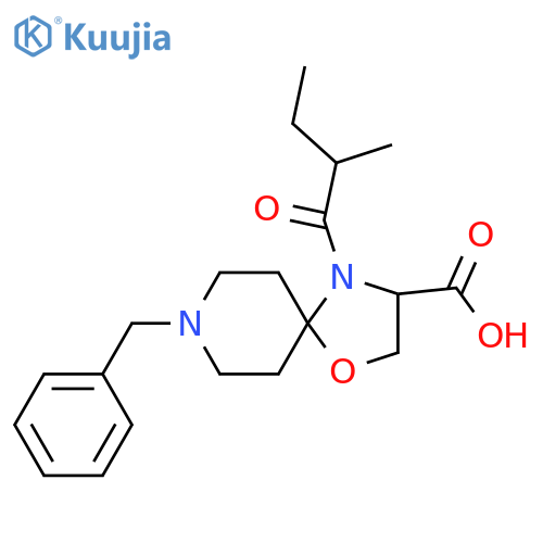 8-Benzyl-4-(2-methylbutanoyl)-1-oxa-4,8-diazaspiro[4.5]decane-3-carboxylic acid structure