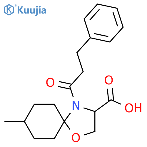 8-Methyl-4-(3-phenylpropanoyl)-1-oxa-4-azaspiro[4.5]decane-3-carboxylic acid structure