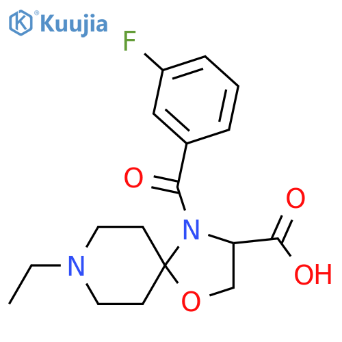 8-Ethyl-4-(3-fluorobenzoyl)-1-oxa-4,8-diazaspiro[4.5]decane-3-carboxylic acid structure