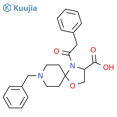 8-Benzyl-4-(2-phenylacetyl)-1-oxa-4,8-diazaspiro[4.5]decane-3-carboxylic acid structure