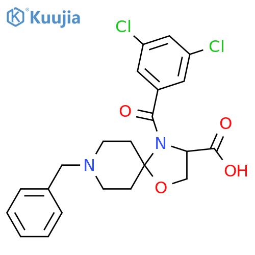 8-Benzyl-4-(3,5-dichlorobenzoyl)-1-oxa-4,8-diazaspiro[4.5]decane-3-carboxylic acid structure