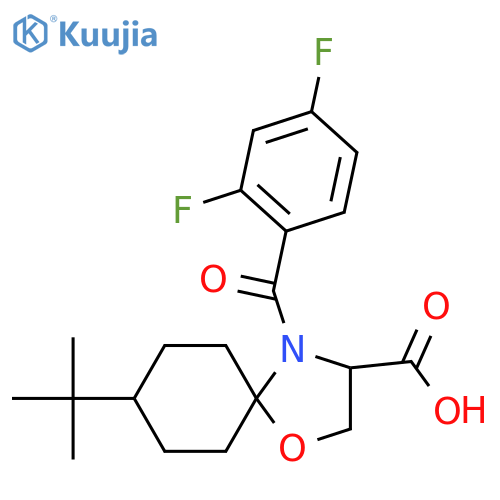 8-tert-Butyl-4-(2,4-difluorobenzoyl)-1-oxa-4-azaspiro[4.5]decane-3-carboxylic acid structure