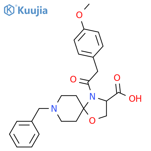 8-Benzyl-4-[2-(4-methoxyphenyl)acetyl]-1-oxa-4,8-diazaspiro[4.5]decane-3-carboxylic acid structure