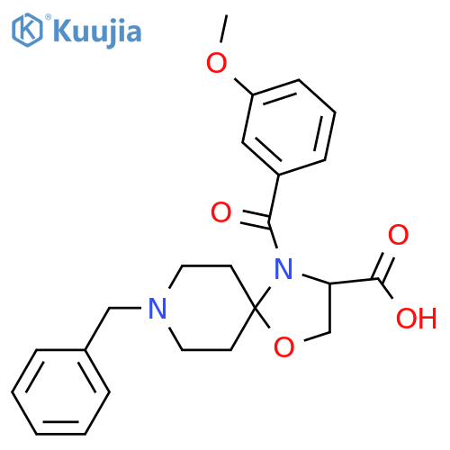 8-Benzyl-4-(3-methoxybenzoyl)-1-oxa-4,8-diazaspiro[4.5]decane-3-carboxylic acid structure