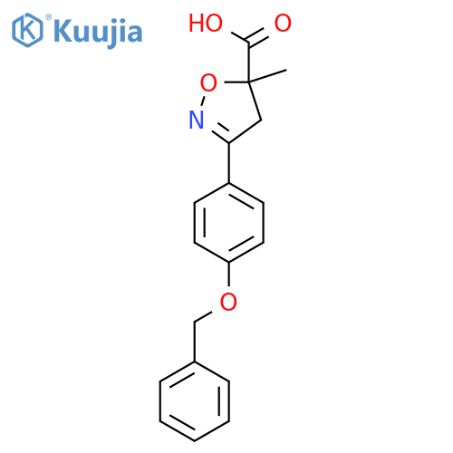 3-[4-(Benzyloxy)phenyl]-5-methyl-4,5-dihydro-1,2-oxazole-5-carboxylic acid structure