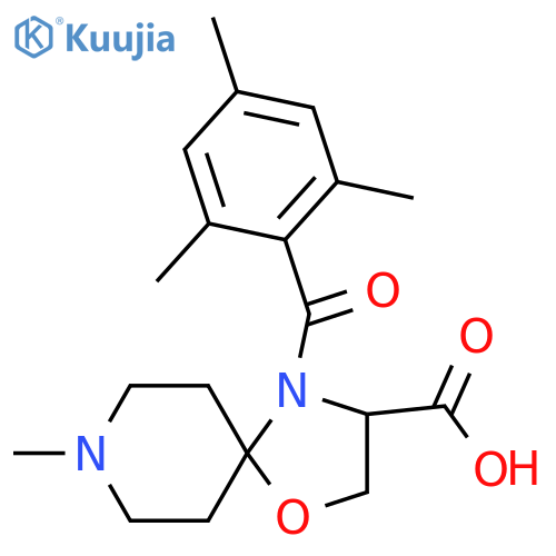 8-Methyl-4-(2,4,6-trimethylbenzoyl)-1-oxa-4,8-diazaspiro[4.5]decane-3-carboxylic acid structure