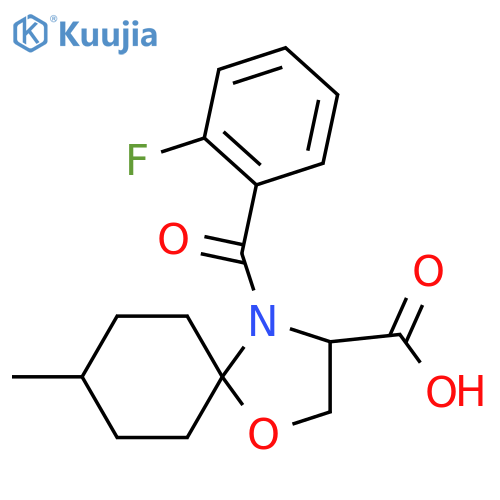 4-(2-Fluorobenzoyl)-8-methyl-1-oxa-4-azaspiro[4.5]decane-3-carboxylic acid structure