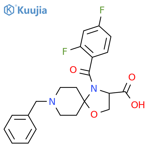 8-Benzyl-4-(2,4-difluorobenzoyl)-1-oxa-4,8-diazaspiro[4.5]decane-3-carboxylic acid structure