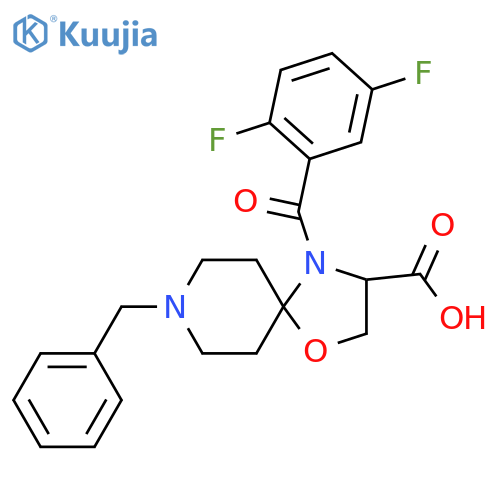 8-Benzyl-4-(2,5-difluorobenzoyl)-1-oxa-4,8-diazaspiro[4.5]decane-3-carboxylic acid structure