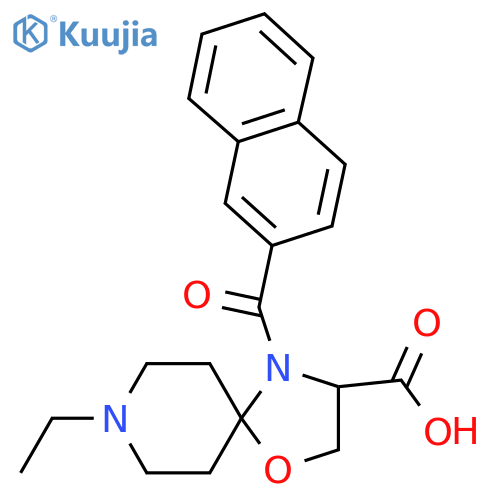8-Ethyl-4-(naphthalene-2-carbonyl)-1-oxa-4,8-diazaspiro[4.5]decane-3-carboxylic acid structure